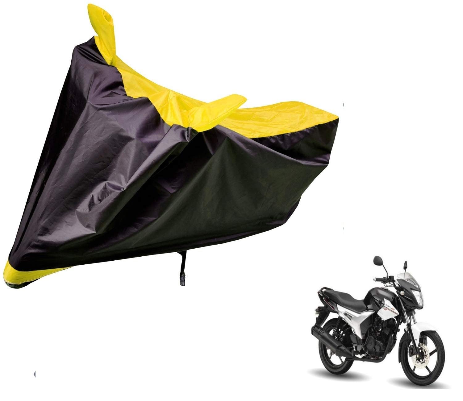 Auto Hub Bike Cover Compatible with Yamaha SZ-R with Mirror Pocket, Dustproof, Heat Resistant, Triple Stitched, SZ-R Bike Cover- Black, Yellow