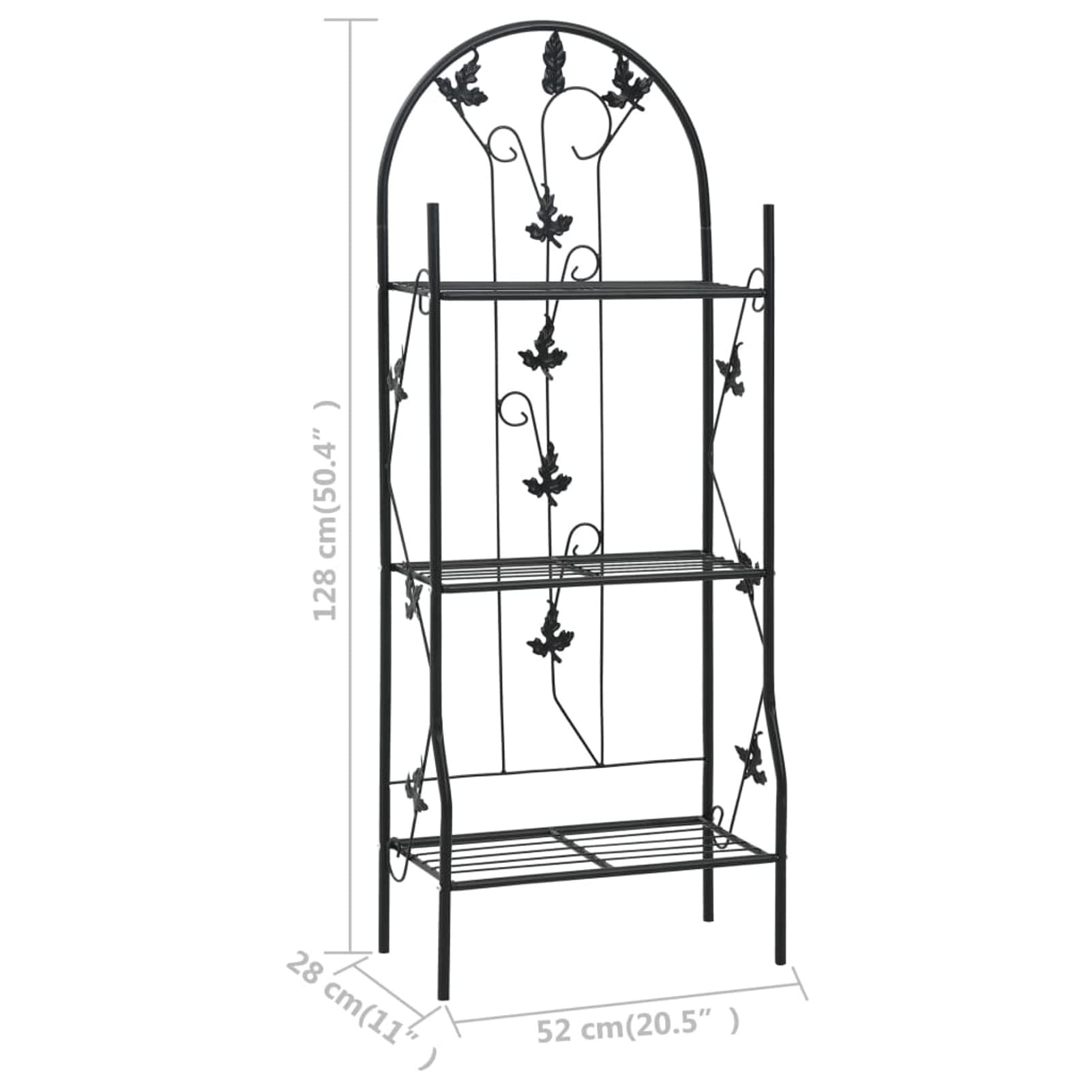 GuyAna Estante para macetas 3 Niveles Hierro Negro 52x28x128 cm Niveles Flores Planta Exterior Estantería Escalera Aire Libre Terraza Balcón