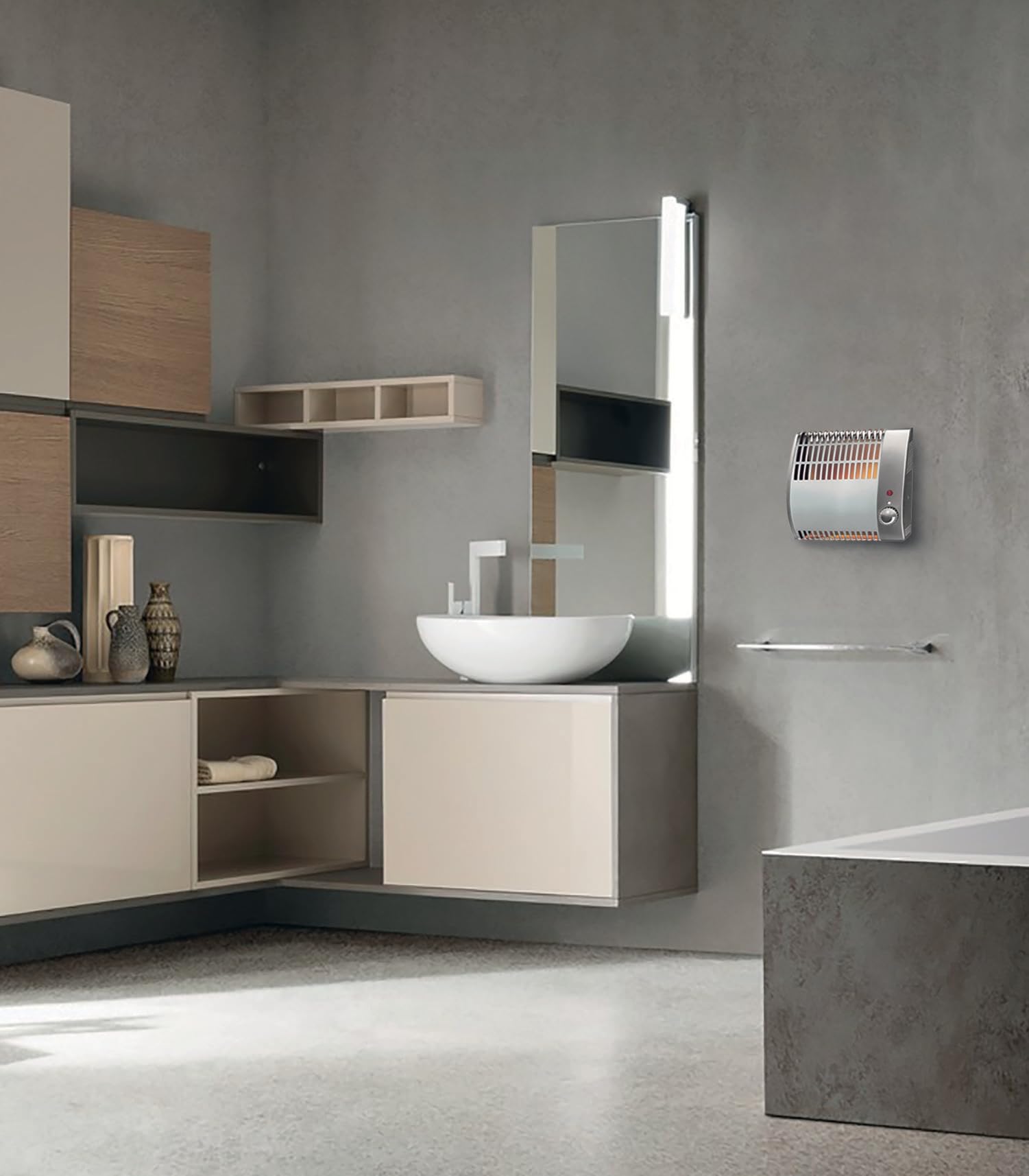 ELICENT | Caldo 500 Termoconvettore a Parete, Riscaldamento Piccoli Ambienti, Potenza 500W, Installazione Fissa a Parete, Termostato Regolabile, Funzione Antigelo