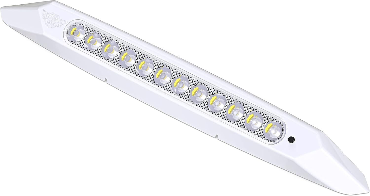 RV Exterior 13" Awning Porch Utility Light with on/Off Switch 12v 400 Lumen Lighting Fixture. Replacement Lighting for RVs, Trailers, Campers, 5th Wheels White Base (White, 1-Pack)
