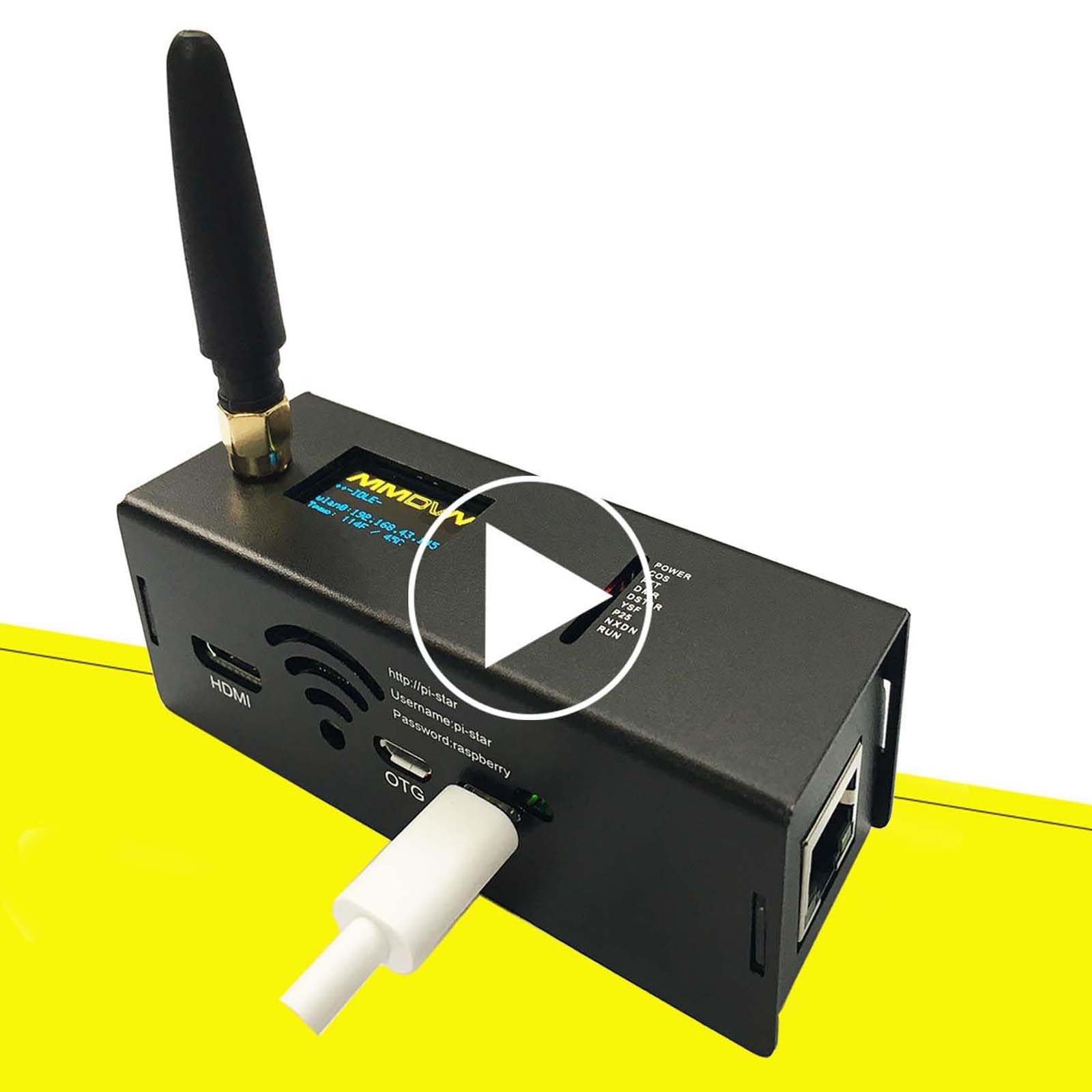 MM100 Upgraded MMDVM Hotspot Ethernet WLAN Port & WiFi DMR D-Star YSF P25 NXDN POCSAG Digital Voice Modem Preloaded Pi-Star 4.2 Aluminum Case Two Colors OLED Screen