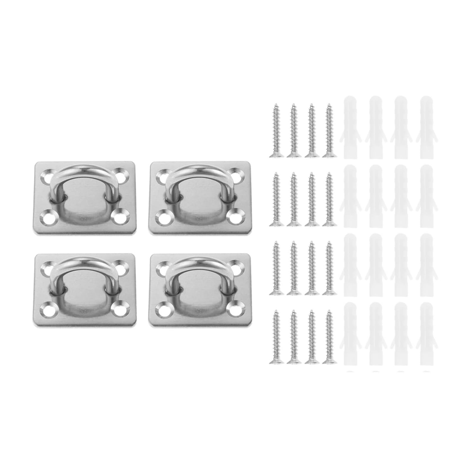 Ucygor Silver Eye Plate 4Pcs Pad Eye Plate Suspension Ceiling Hook Stainless Steel Heavy Duty U Shape Ring Loop With Screws For Wall Hanging For Wall Ceiling Hanging(Silver)