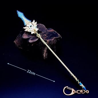 1PC Genshin impact weapon keychain desktop ornaments game Lance with display stand