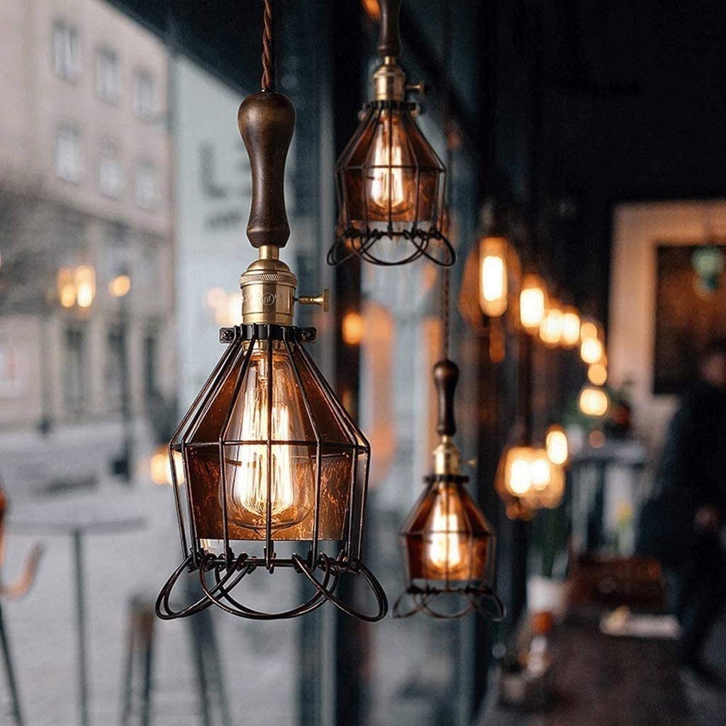 LEOSHI Lámpara de araña Decorativa Negra, Fresca y Atractiva, diseño de Estilo Industrial Retro, iluminación para Bar, Restaurante y cafetería Made in China