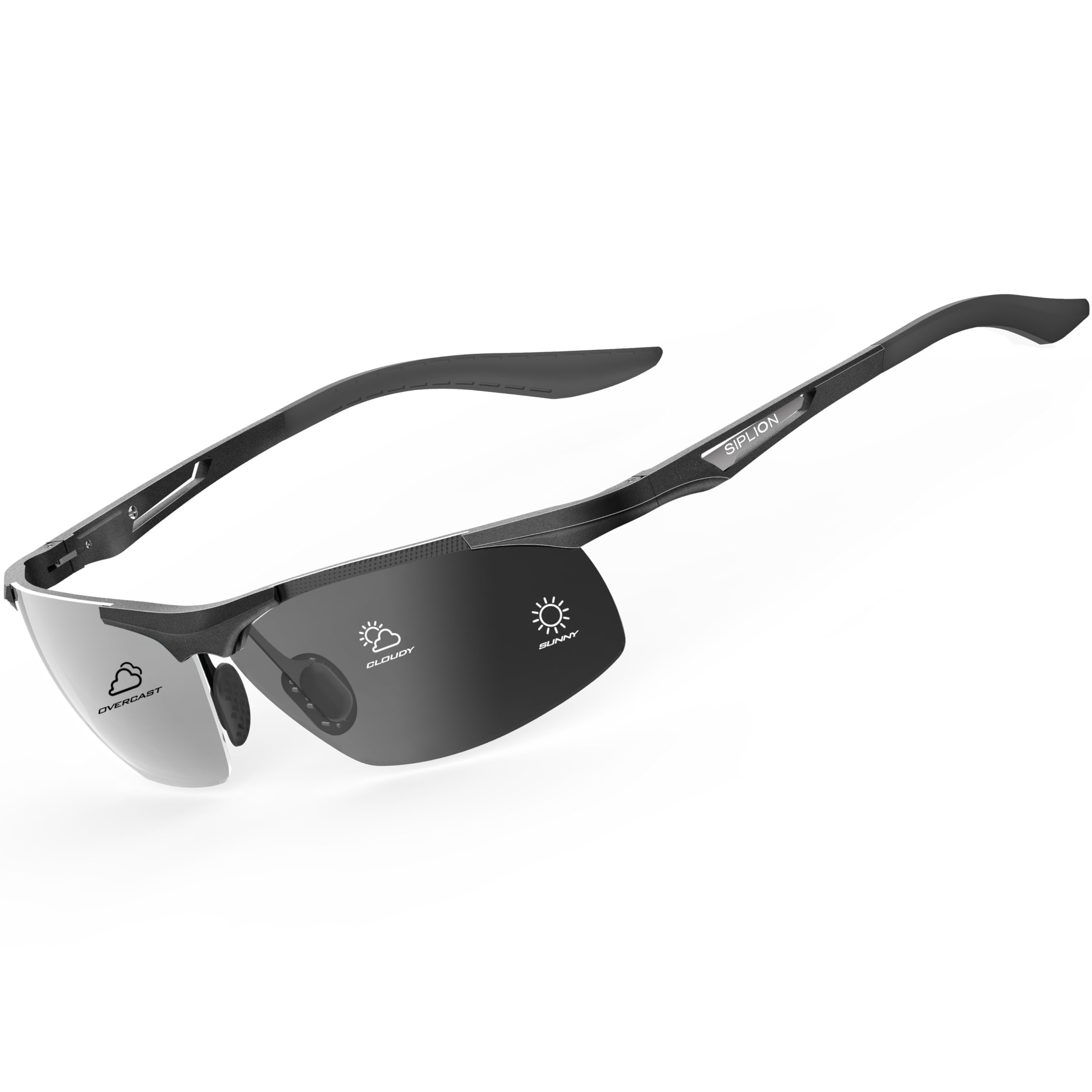 SIPLION Men's Polarised Sports Action Sunglasses with Ultra-Light Al-Mg Metal Frame