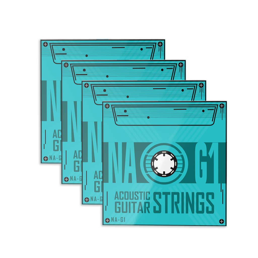 KINGDUO 24Pcs / 4Pack Cuerdas De Guitarra Acústica Profesional Fósforo Cobre Revestimiento .010-.050 Inch Tono Claro Soft Feeling Na-G1