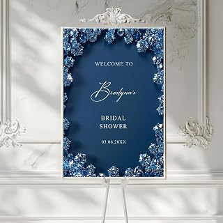 Navy Blue Diamond Bridal Shower Sign, Bold and Elegant Welcome Poster for Bride-to-Be