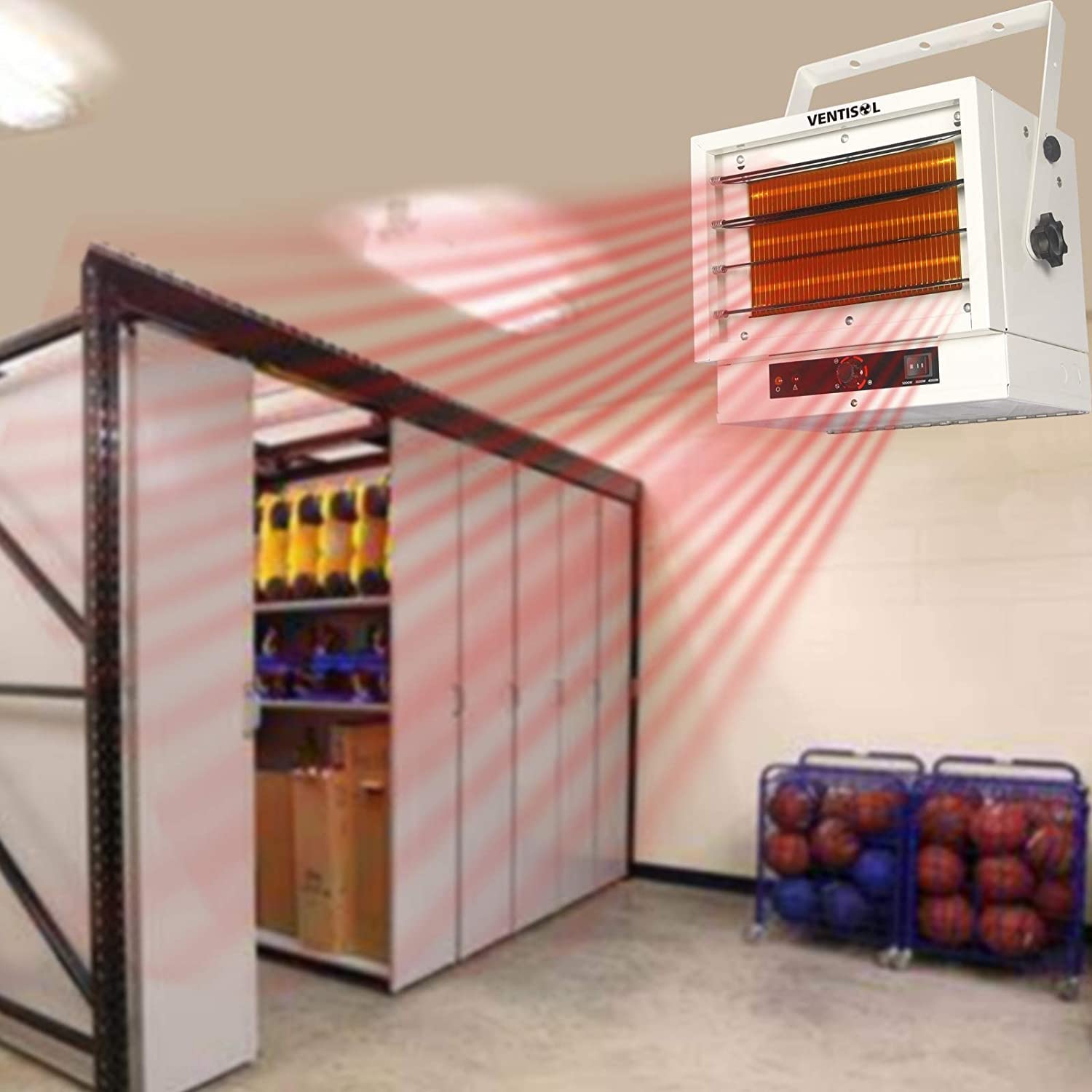 VENTISOL 5000W Garage Heater 240V Electirc Hardwired Fan-Forced Industrial  Ceiling Mount Heater with Dual Knob Controls,Build-in Thermostat for  Workshop,Warehouse,Greenhouse,Home ETL Listed