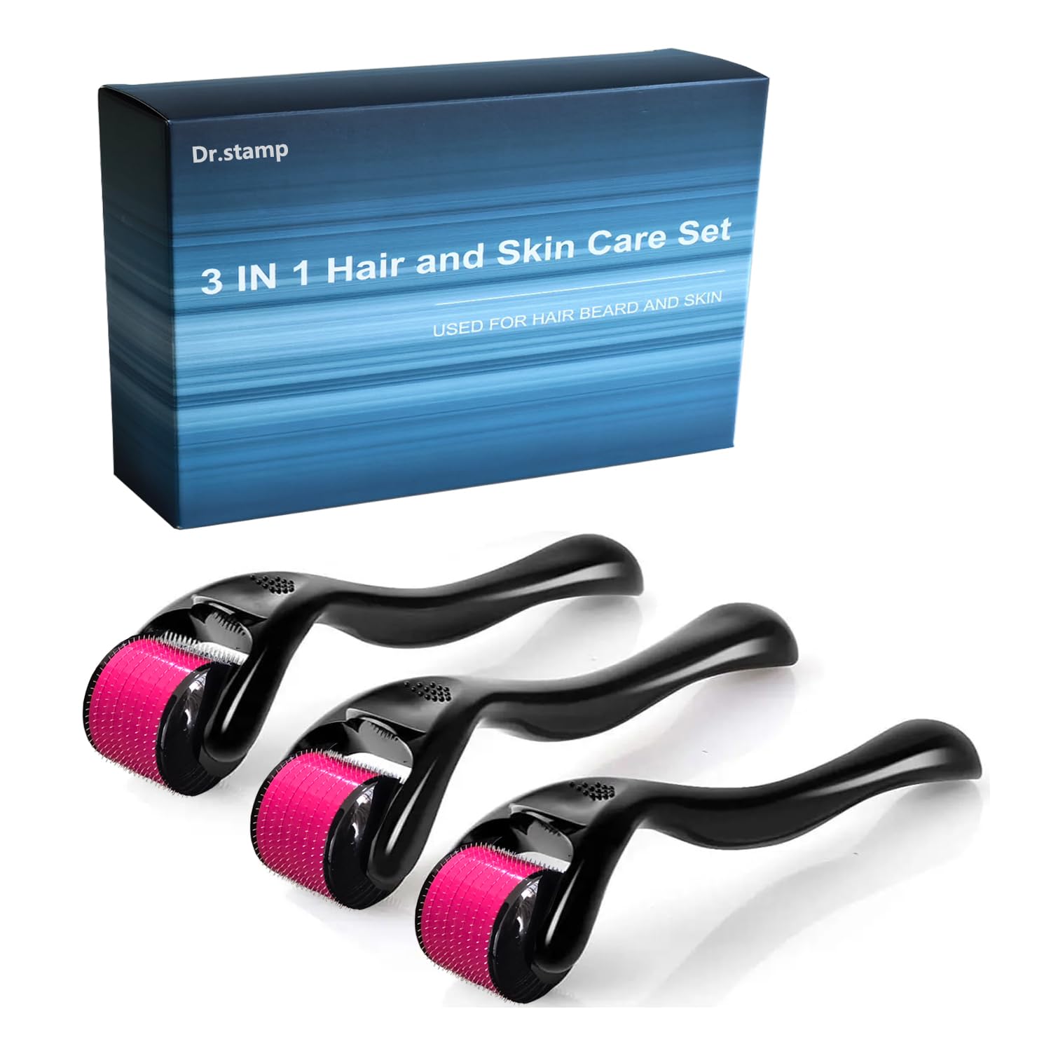 Derma Roller Set - 3 Pack Microneedling Roller for Home Use, Microneedle Roller Skin Tool, Personal Skin and Hair Care Tools
