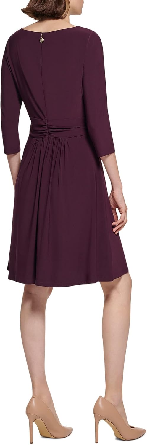 Tommy Hilfiger Women's 3/4 Sleeve Jersey Fit-and-flare Wrap Detail Dress - Image 2