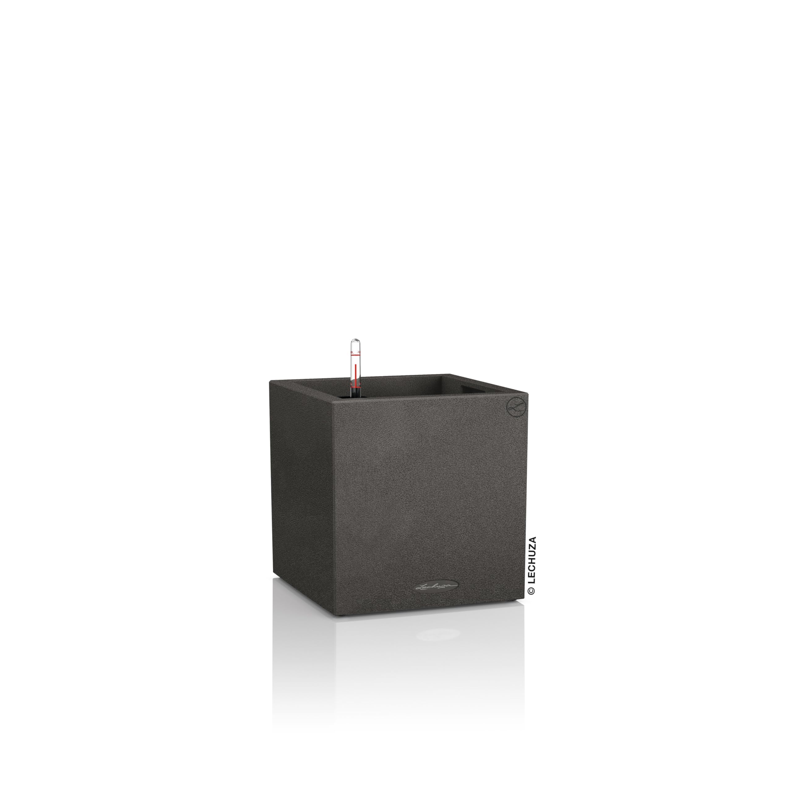 Lechuza Pflanzwürfel Canto Stone low – graphitschwarz, 30 cm, mit Bewässerungssystem