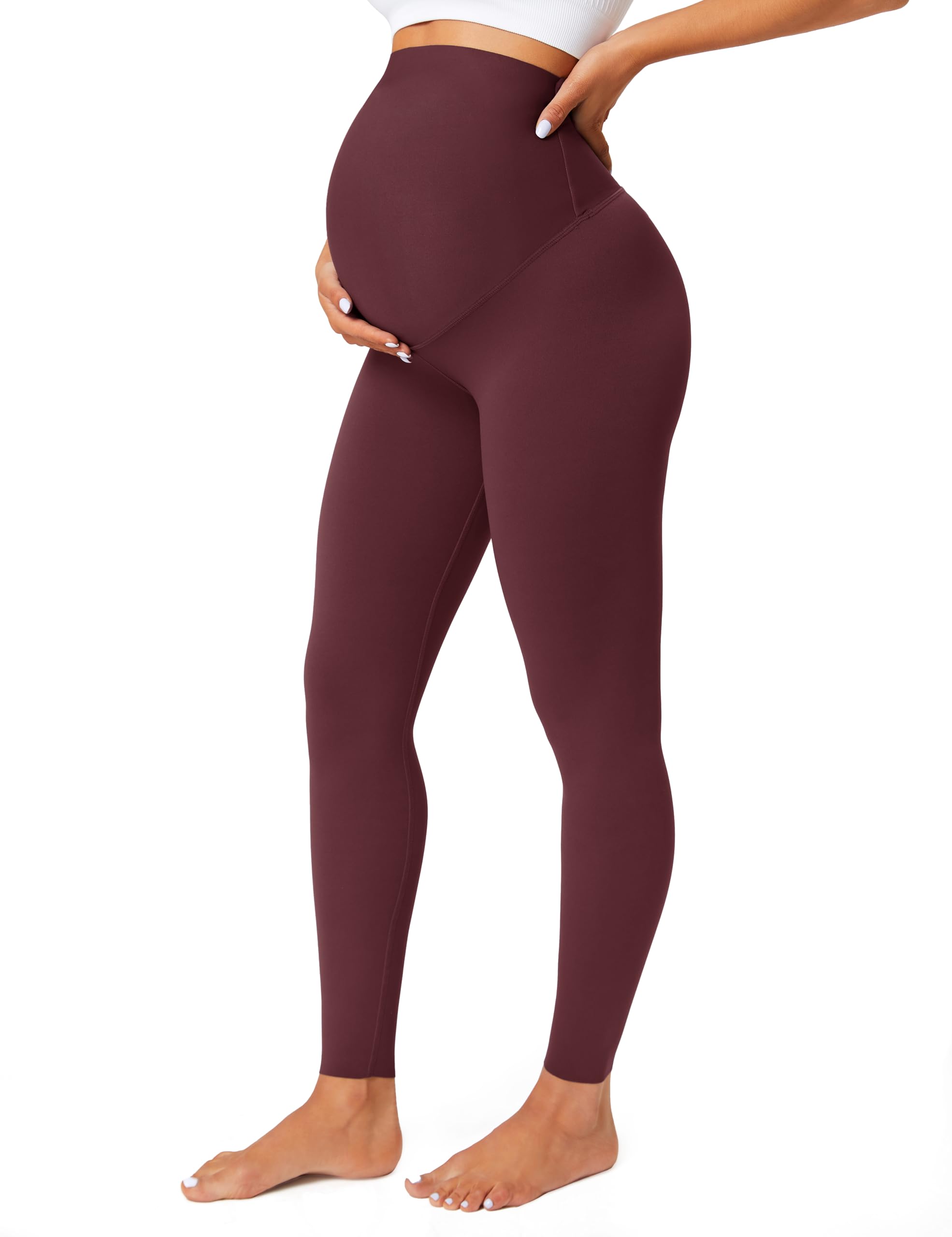 BAaydi Maternity Leggings - Over Bump Gym & Sports Pregnancy Workout Leggings - Buttery Soft Yoga Pants - Red