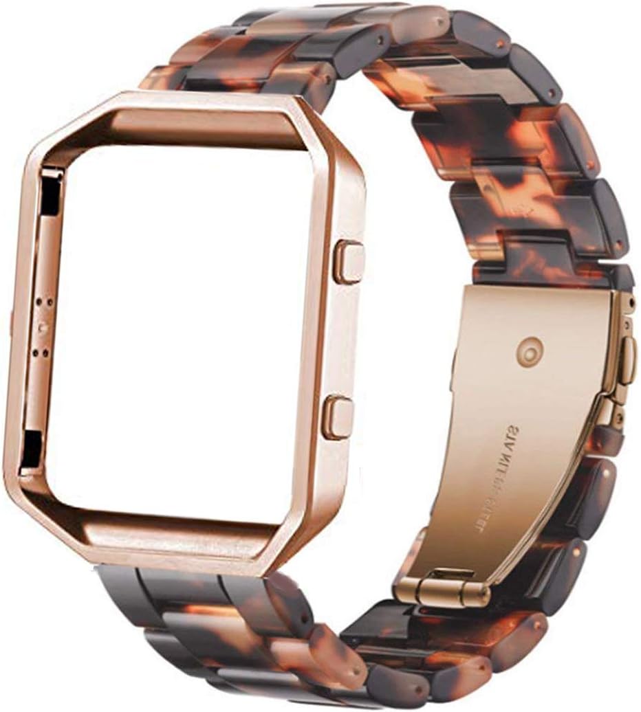 Resin Band Compatible with Fitbit Blaze,Women Men Metal Frame Housing+ Resin Accessory Band Wristband Strap Blacelet