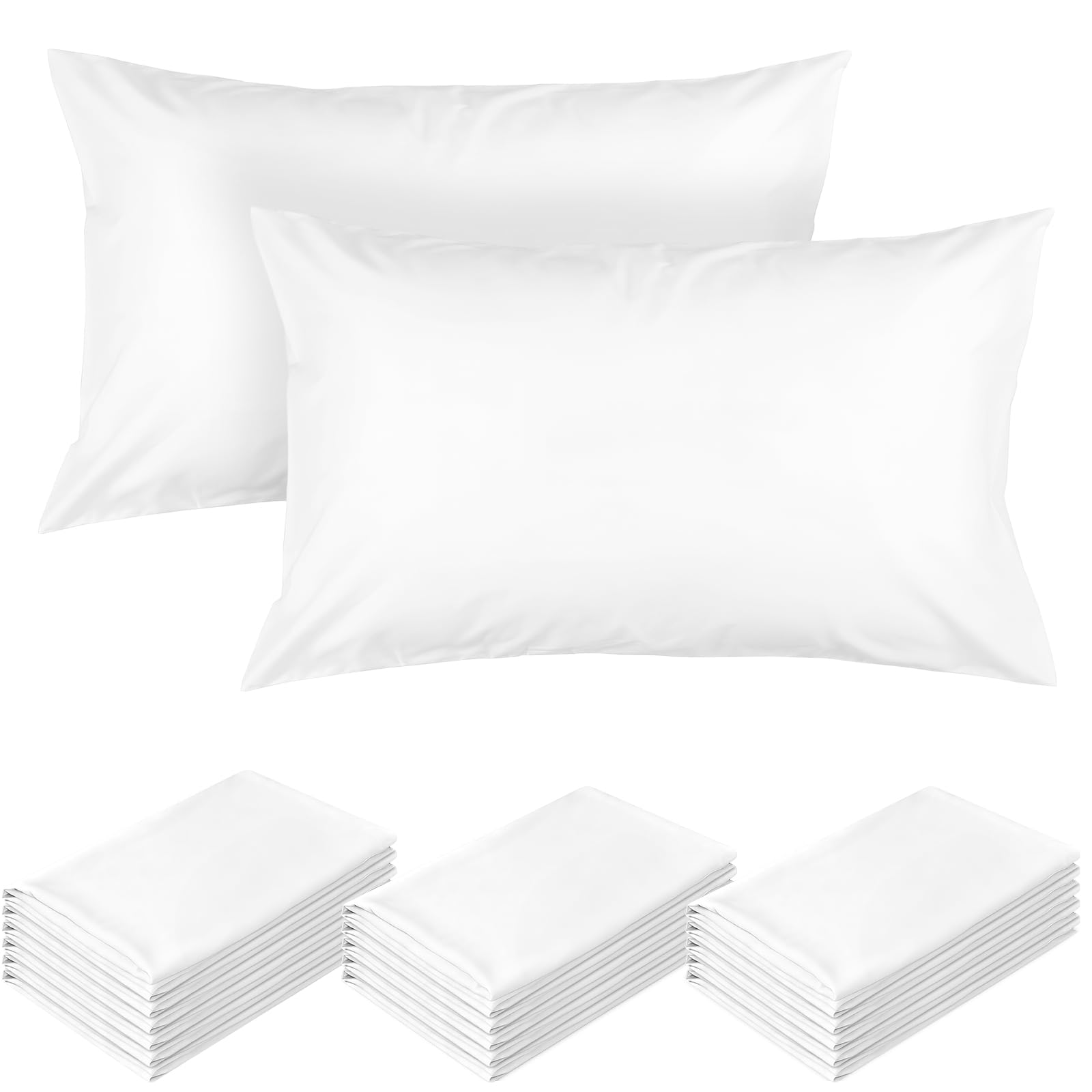 12 Pack White Pillowcases Bulk, 50 x 75 cm Soft Microfibre Pillowcase Standard Size Pillow Cases with Envelope Closure for Home B&B Hospital Spa Rental โ image 1