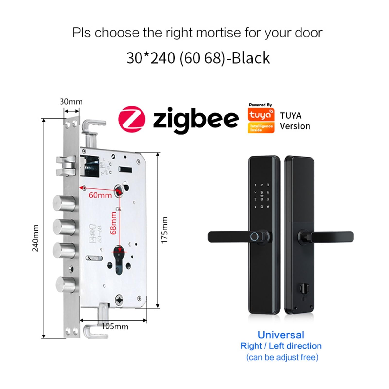 Zamki Do Drzwi Tuya Zigbee Sterowanie Głosem Biometryczny Odcisk Palca Inteligentna Aplikacja Otwierania Domu Inteligentny Zamek Łatwy Wysoki Bezpieczeństwo(Black 240 30 6068)
