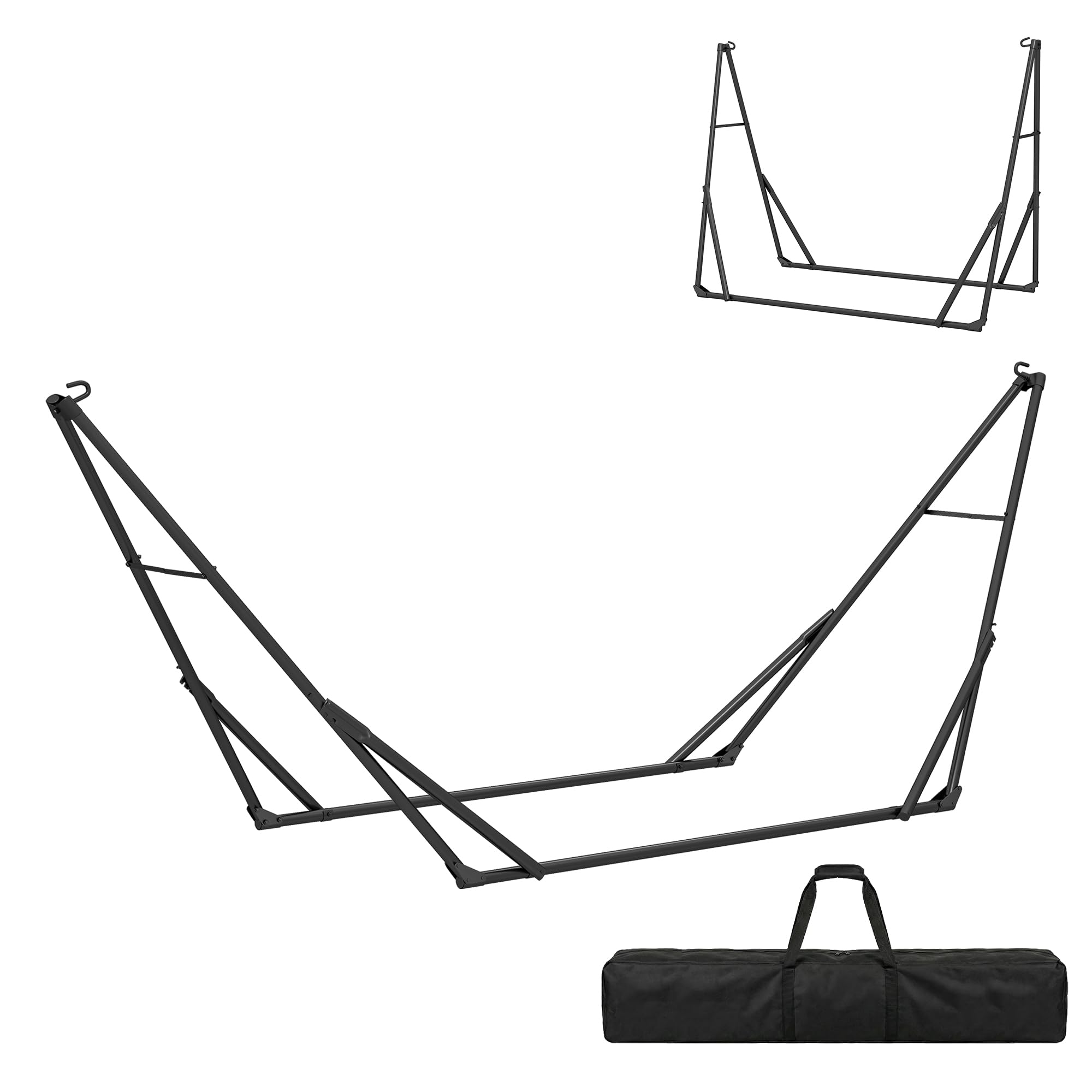 Outsunny Hammock Stand 290 cm, Folding Steel Hammock Frame, Portable and Adjustable with Carry Bag, 120kg Capacity, Black - 1
