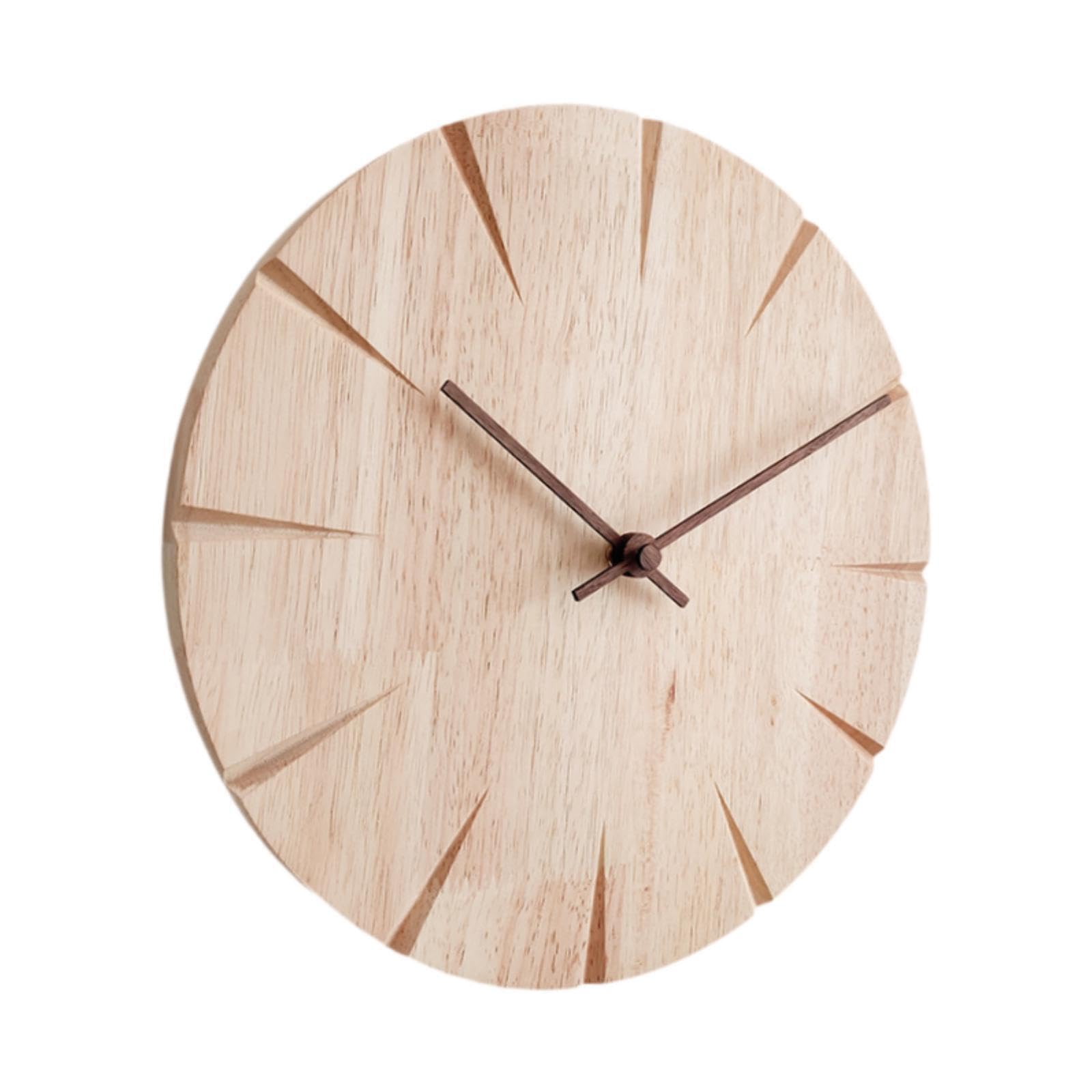 AMSLSIU Trendy Round Wall Clock Non Ticking Silent Features Kitchen Office Home Decoration Gift Option Ensuring Wear Resistance Solid Wood Wall Clock For