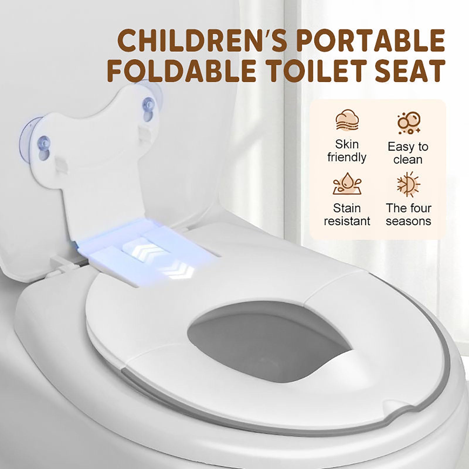 Sedile WC pieghevole portatile per bambini, sedile WC pieghevole per bambini, sedile WC da viaggio con ventose e paraspruzzi per WC per adulti, facile da pulire (2Pcs)