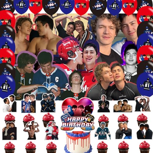 Heated Rivalry Party Decorations Include Birthday Party Backdrop 5 x 3 FT Latex Balloons Cake Topper for Romance Hockey Fans Merch Gift