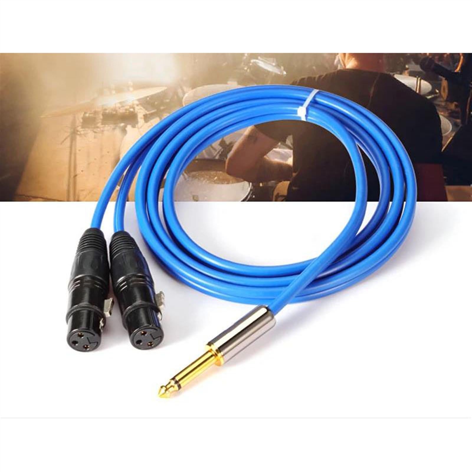 Cables para instrumentos Cable De TS Jack De 1/4 De Pulgada A 2 XLR Hembra Para Amplificador De Guitarra Cable OFC De 6,35 Mm A 3 Pines Duales(150cm)