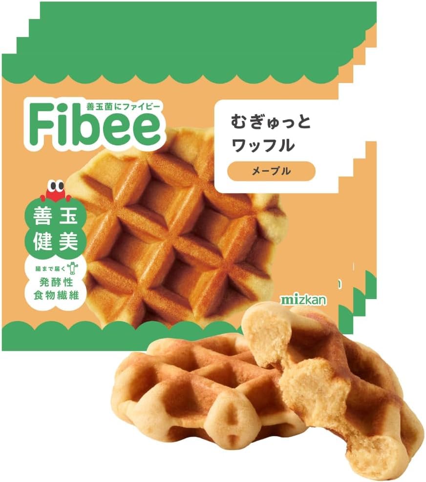 Fibee ミツカン むぎゅっとワッフル メープル 1種×4個 |おから 全粒粉 腸まで届く 発酵性 食物繊維 腸活 ワッフル おやつ 小腹満たし 日持ち お菓子 ファイビー