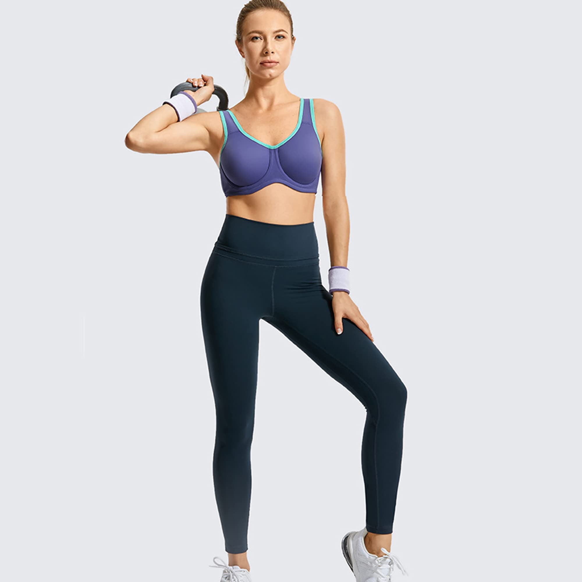 WENJUN Soutien-gorge de sport à couverture complète pour femme, soutien-gorge de soutien grande taille, soutien-gorge court sans armatures, pour la course à pied, le fitness (couleur : bleu, taille :