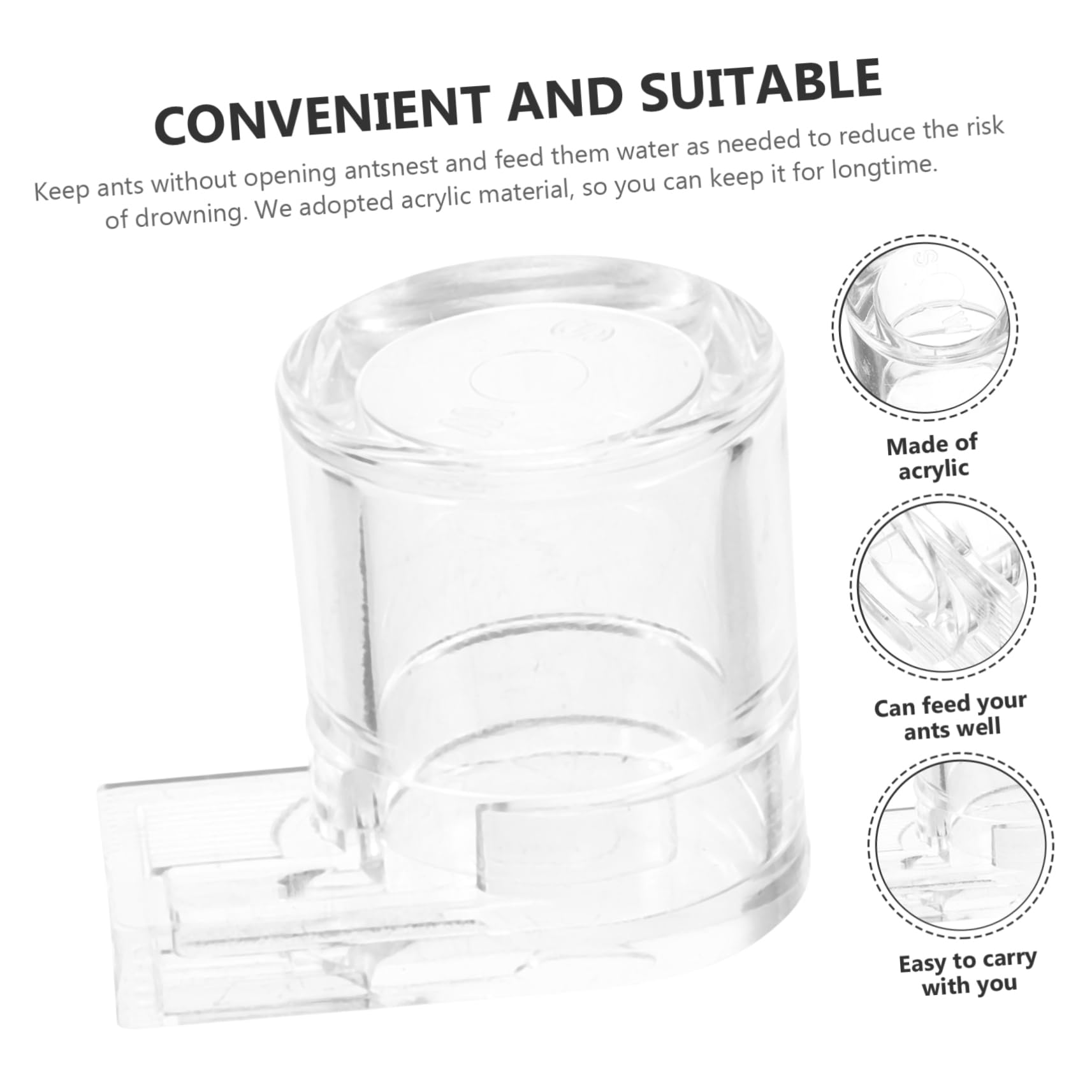 PRETYZOOM Alimentatori Per Formiche - 2 Pezzi, Ciotole Acqua 10ml Trasparenti Per Formicaio - Foto 7