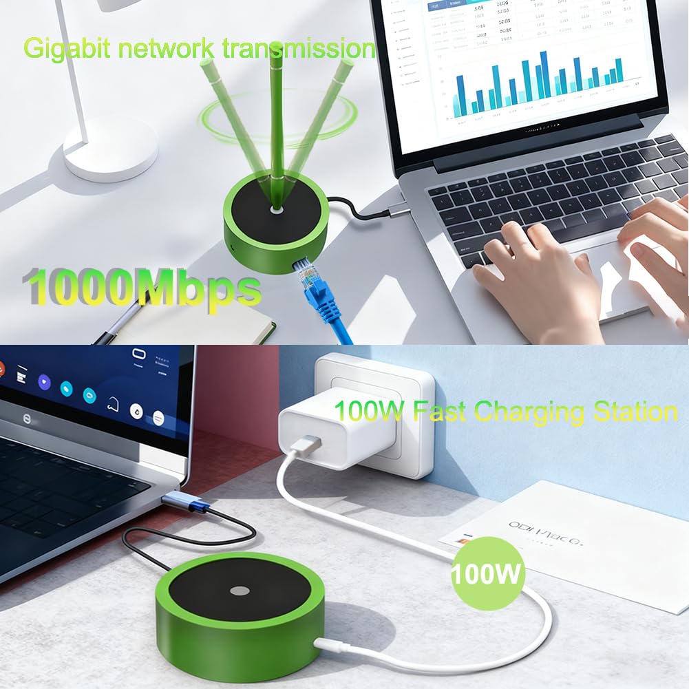 Wielofunkcyjny magnetyczny długopis lewitacyjny ze stacją dokującą, wielofunkcyjny długopis lewitujący z portem USB 3.0, koncentrator USB-C 3 w 1 z Ethernetem 1000 Mb/s, dobre prezenty biznesowe