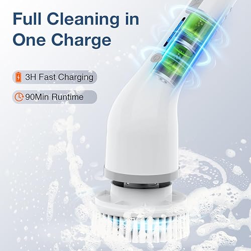 Miniatura 3 de Lefree Limpiador eléctrico giratorio, cepillo de limpieza inalámbrico con 8 cabezales de cepillo reemplazables. Cepillo de limpieza eléctrico de 2