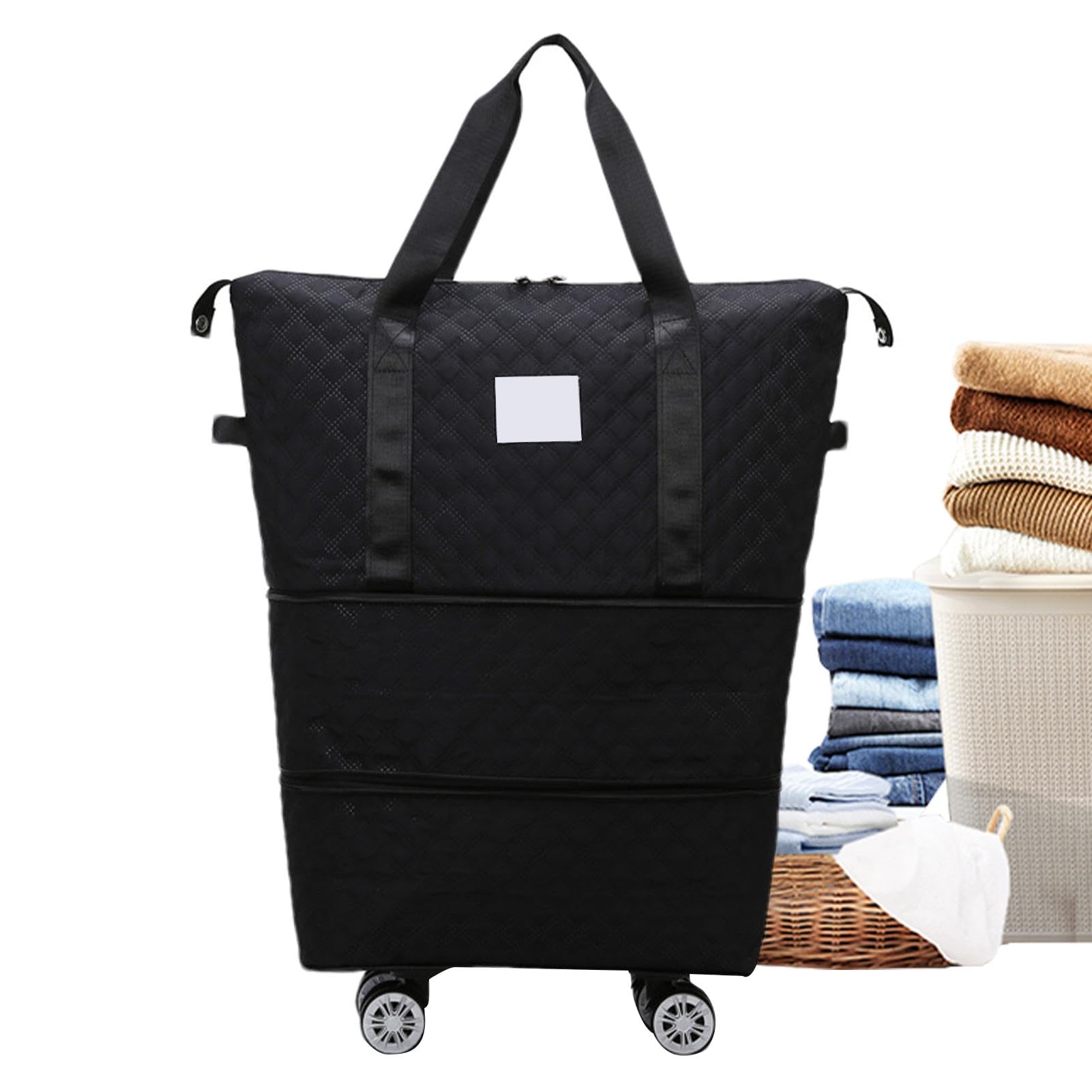 Bolsa de viaje plegable expandible, bolsa de viaje con ruedas | bolsa de de mano, equipaje de mano expandible, bolsa de viaje para padres, bolsa de viaje expandible con ruedas, Black,