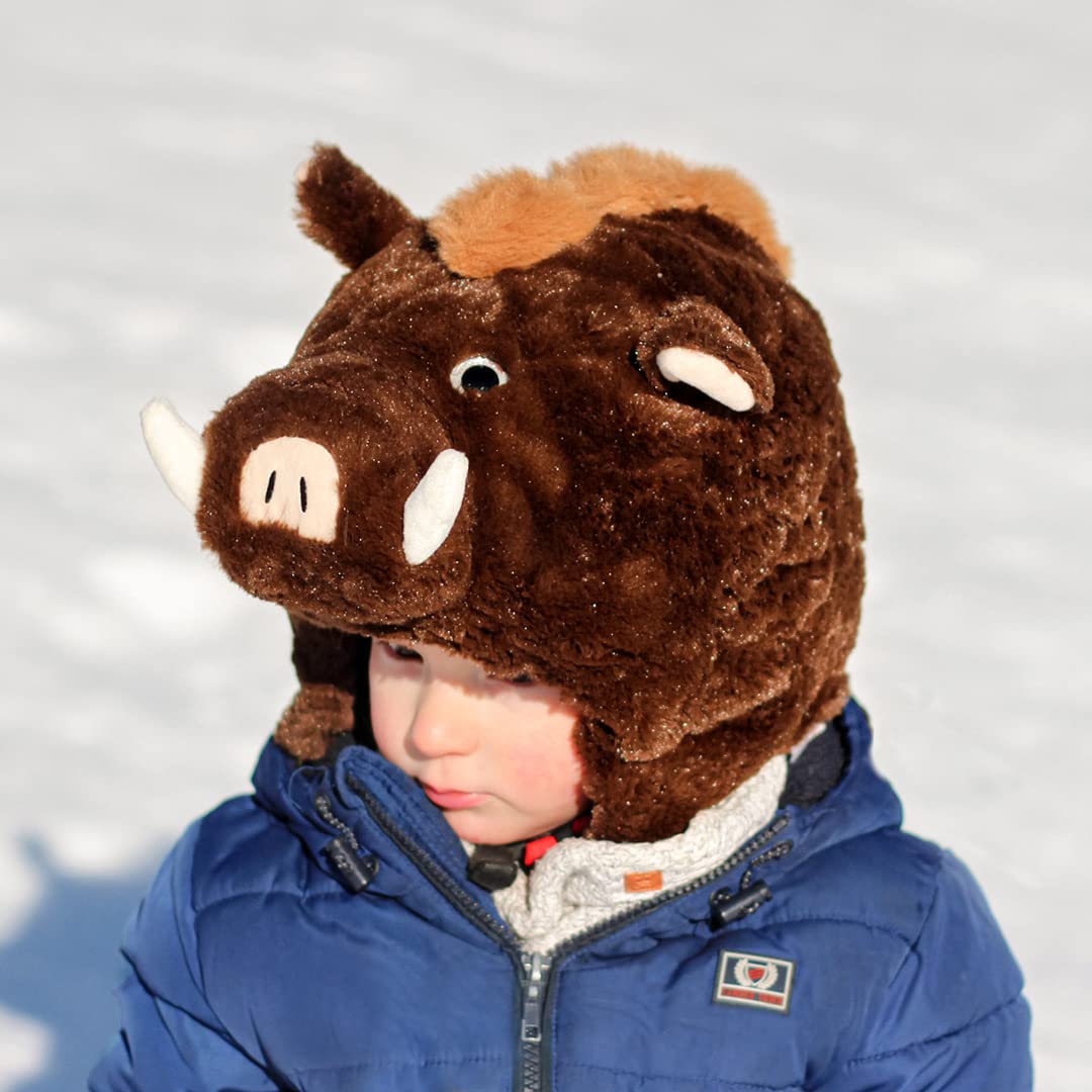 Couvre Casque Ski Sanglier Peluche – Housse Casque Animal Original – Accessoire Fun Ski Snowboard Enfant Adulte – Dani Creations