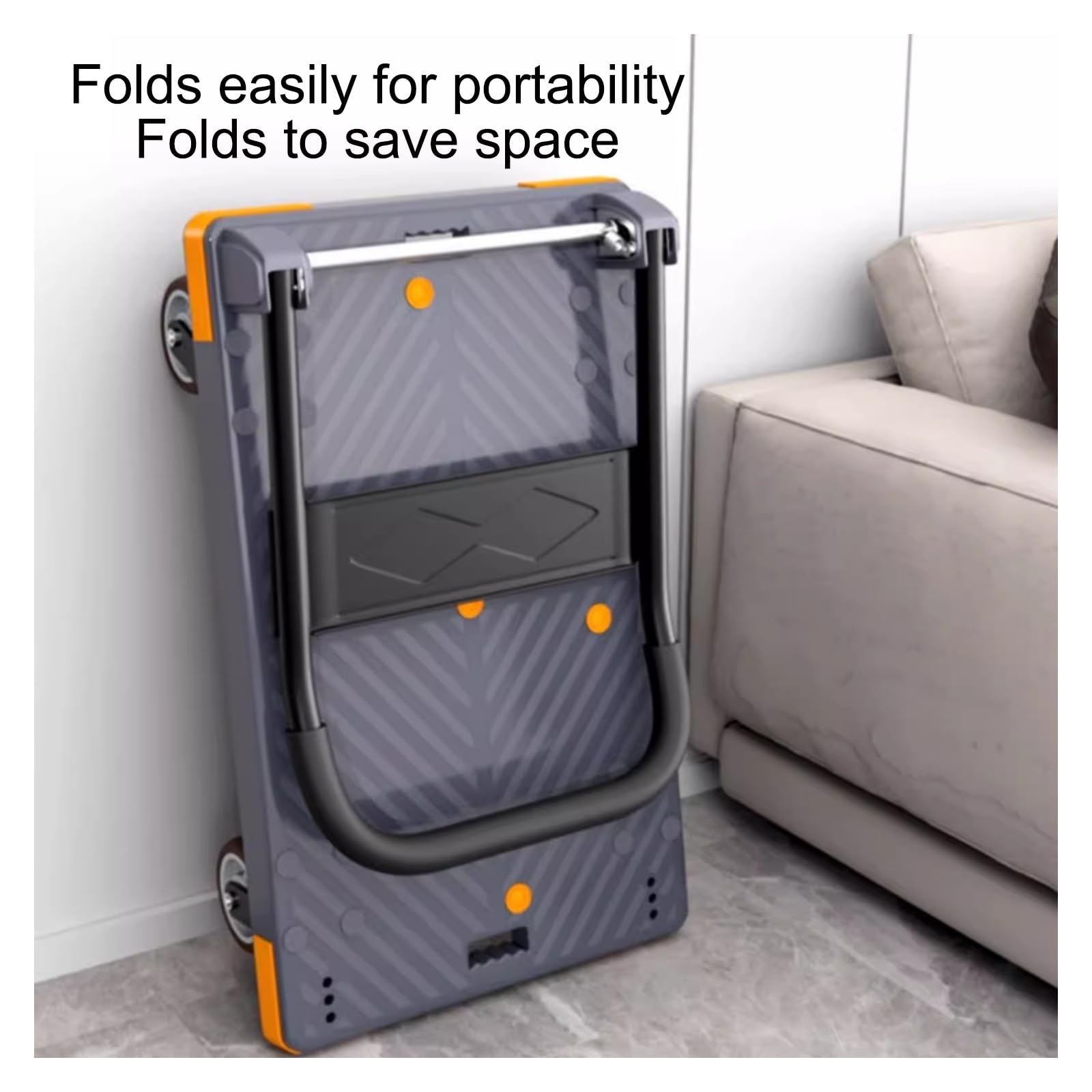 Diable portable pliable – Chariot à plateau robuste de 72 x 48 x 80 cm, idéal pour la maison et le courrier, rangement facile, chariot à plateforme mobile durable – Noir