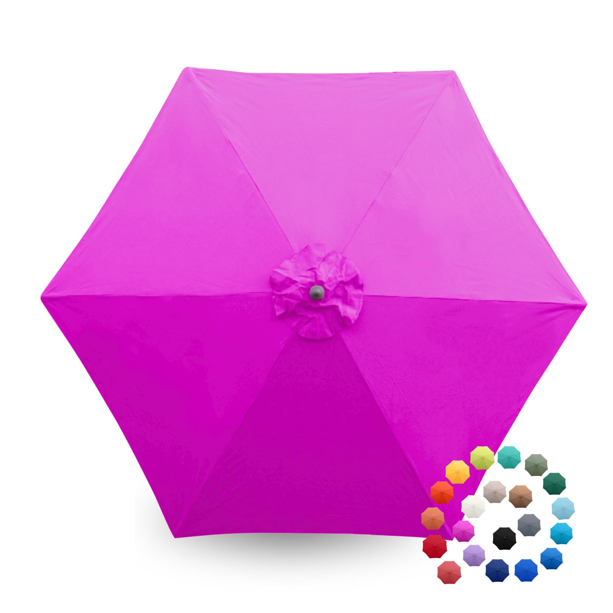 Formosa Covers 9ft Market Patio Umbrella Canopy - Fuchsia, 6 Ribs, 300D UV Protective and Water Resistant, Premium Quality Replacement Canopy