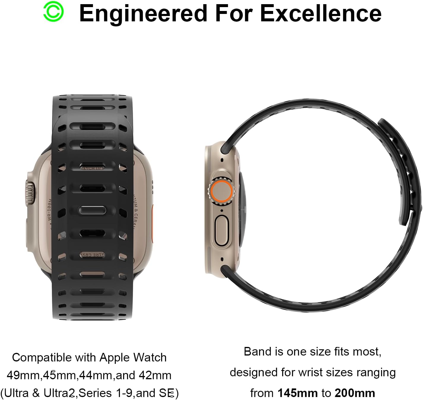 Designed for Apple Watch Ultra Bands 49mm, Magnetic Buckle Silicone Sport Strap Competible with iWatch Series 4 5 6 7 8 9 10 & SE 46mm/45mm/44mm - Image 5