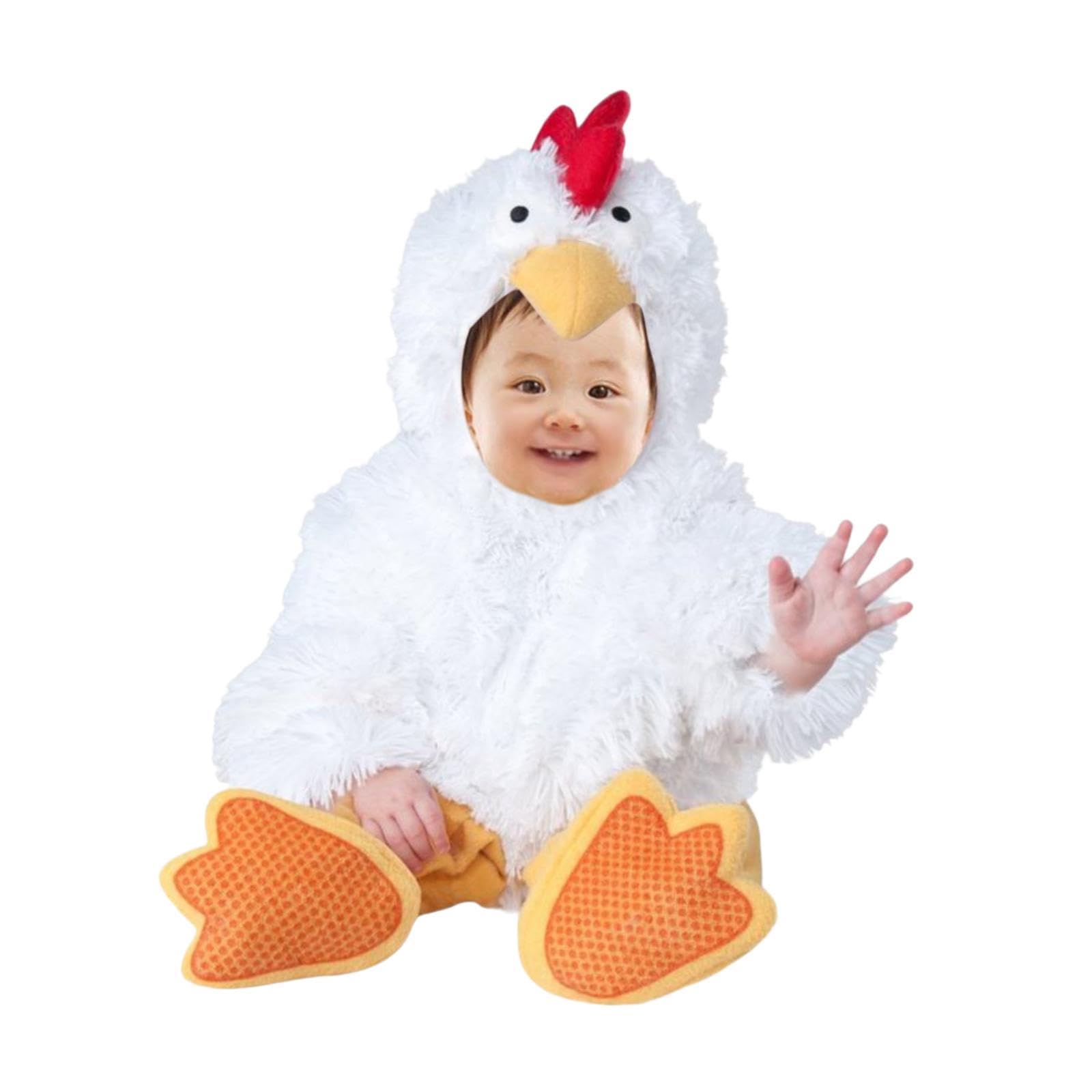 Harilla Costume da Cucciolo di Animale, Tuta Cosplay, Accessorio Divertente e Originale per Halloween, Tutina con Cappuccio per spettacoli teatrali e Festivi, Pulcino, M