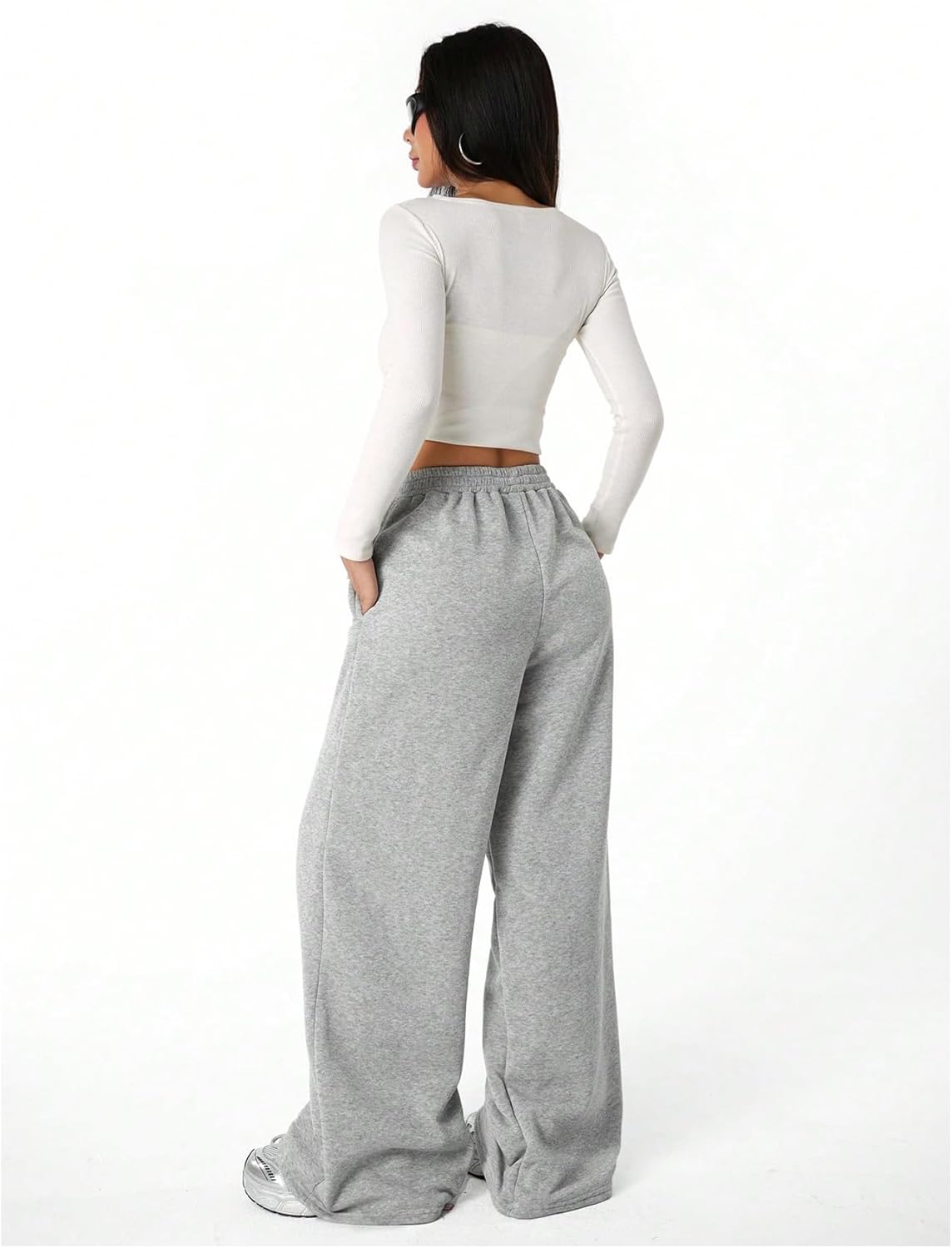 Girl's Baggy Sweatpants Letter Print High Waisted Wide Leg Pants Joggers Sweat Track Pants Trendy - Image 5