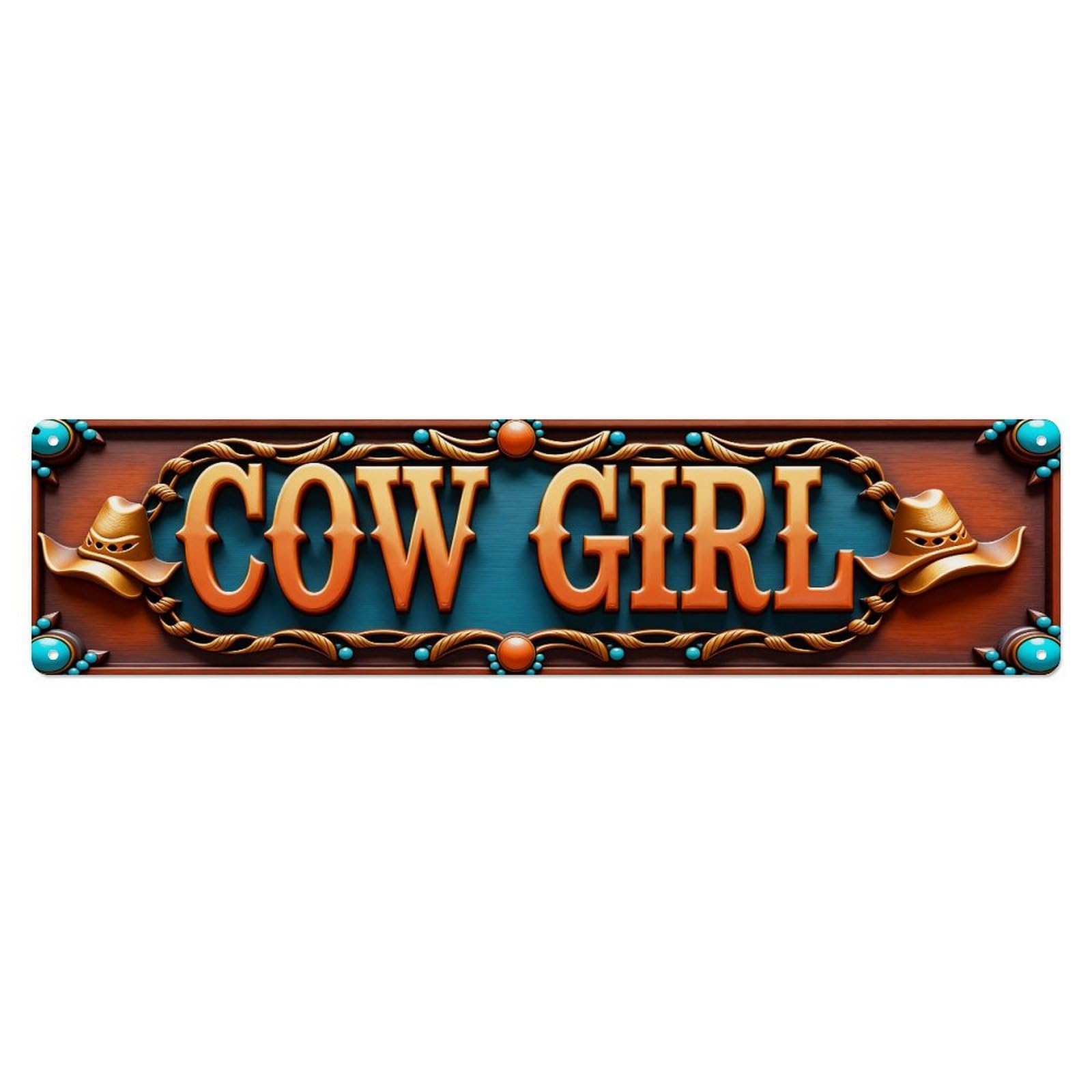 Cow Girl Western Theme Design Metal Tin Sign Plaque