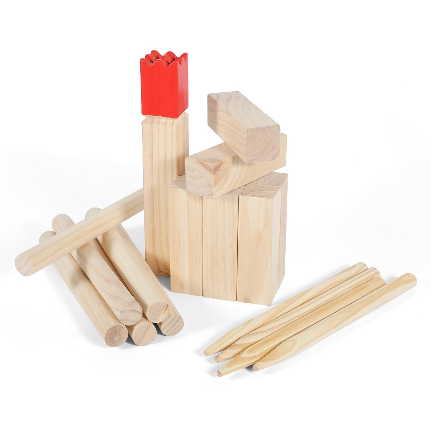 Original Kubb Wikinger Wurfspiel mit Tragetasche & Spielanleitung – Hochwertiges Schwedisches Schach aus FSC-zertifiziertem Gummibaumholz – Robustes Outdoor-Spiel für Garten, Strand und Park
