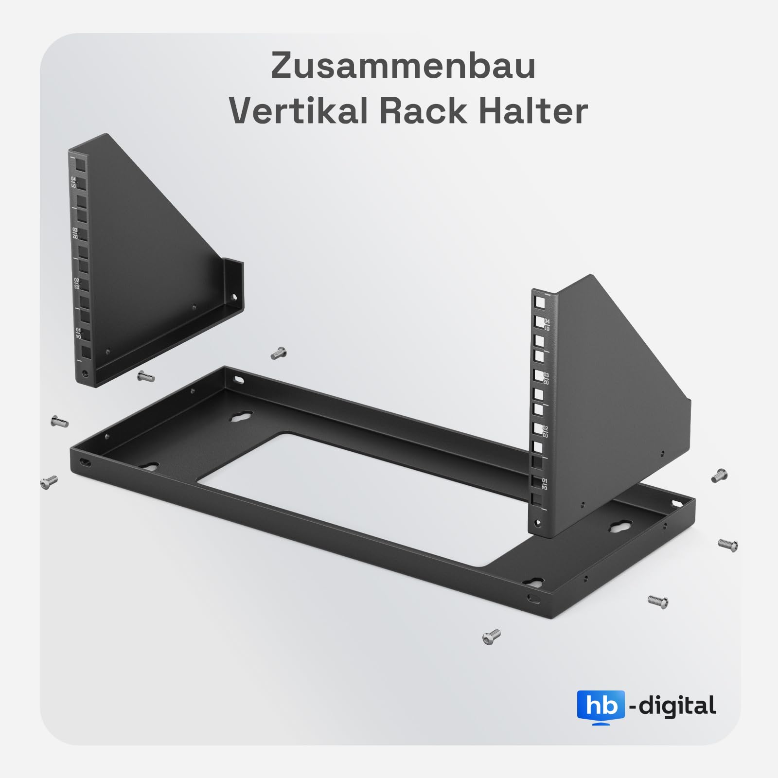 hb-digital Soporte vertical para rack de 19 pulgadas 4U – Montaje en pared y debajo de la mesa 4 U de alta resistencia Soporte para rack de red para conmutador de servidor y panel de conexiones Máxima