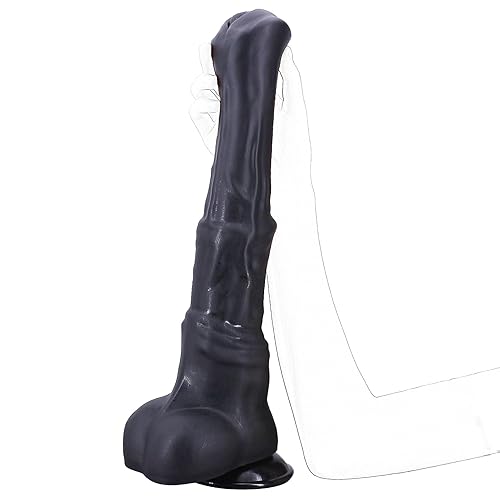 Horse Dildo,15 inch Black Realistic Dildos Huge Thick Dildo Anal Sex Toy with Suction Cup for Men Women Gay Couple - Large-Black