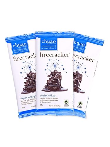 Chuao Chocolatier Firecracker - Barras de chocolate negro  Chocolate gourmet con sal marina chipotle artesanal europeo sin conservantes  Para cestas