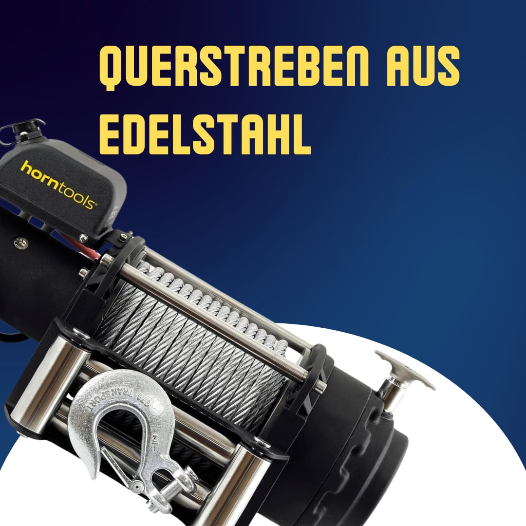 horntools Seilwinde 8,0 Tonnen Sigma Elektrowinde inkl. Fernbedienung, für ATV, Offroad, Motorwinde Seilzug (Stahlseil)