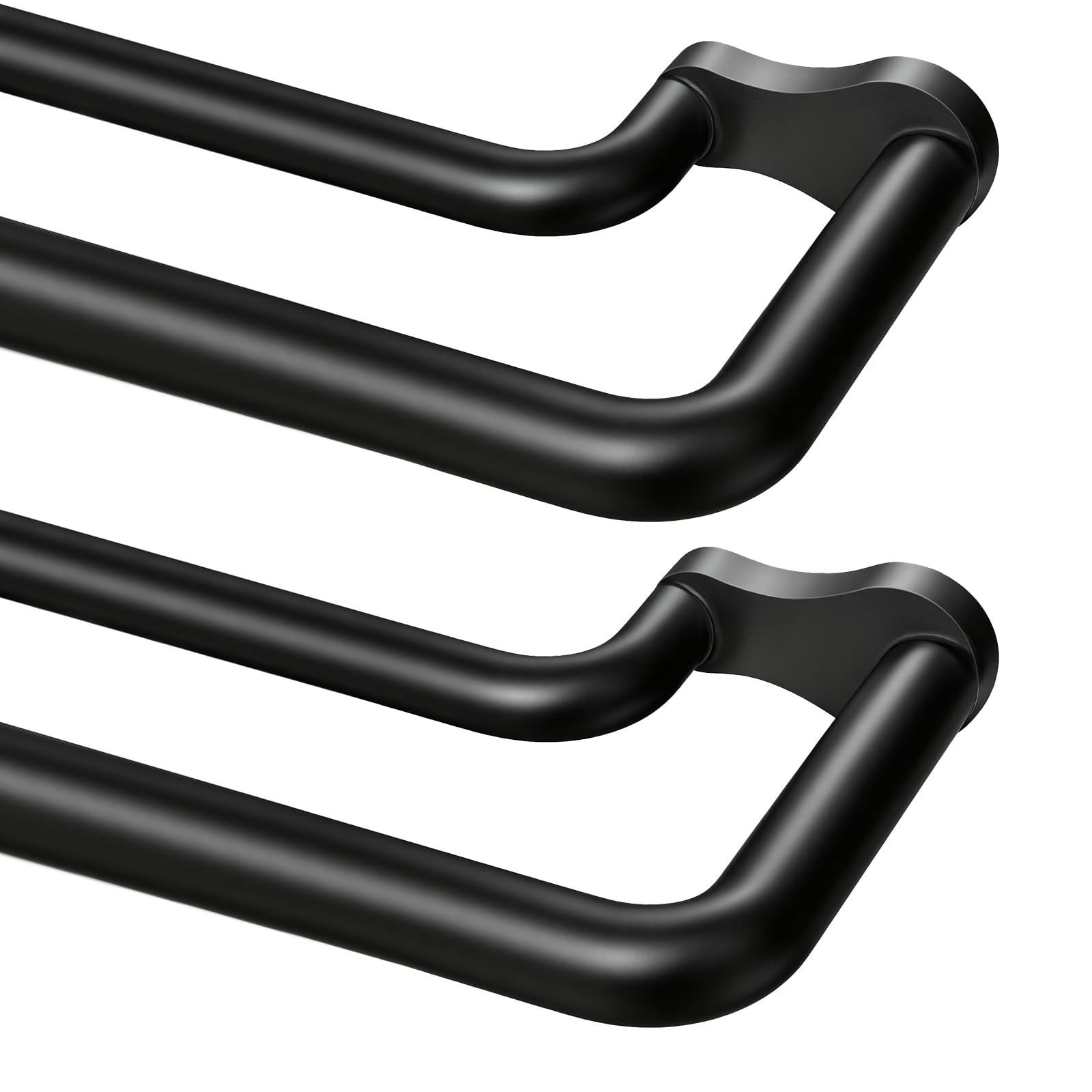 KAMANINA 2 Pack Double Curtain Rod 32 to 86 In, Black Blackout Drapery Rods