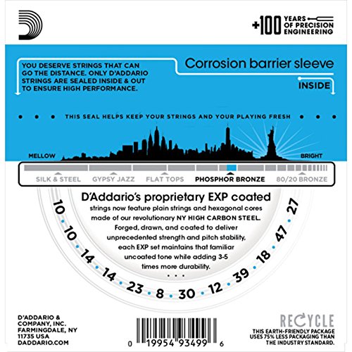 Image of D'Addario EXP38 Coated Phosphor Bronze 12-String Acoustic Guitar Strings, Light, 10-47