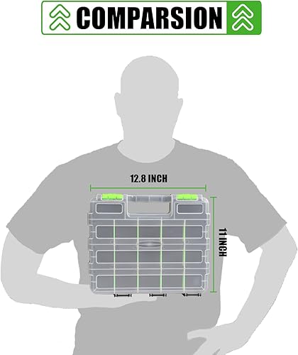 Miniatura 5 de Generic Caja de herramientas con tapa transparente, caja organizadora de 34 compartimentos de doble cara con divisores extraíbles para herrajes,