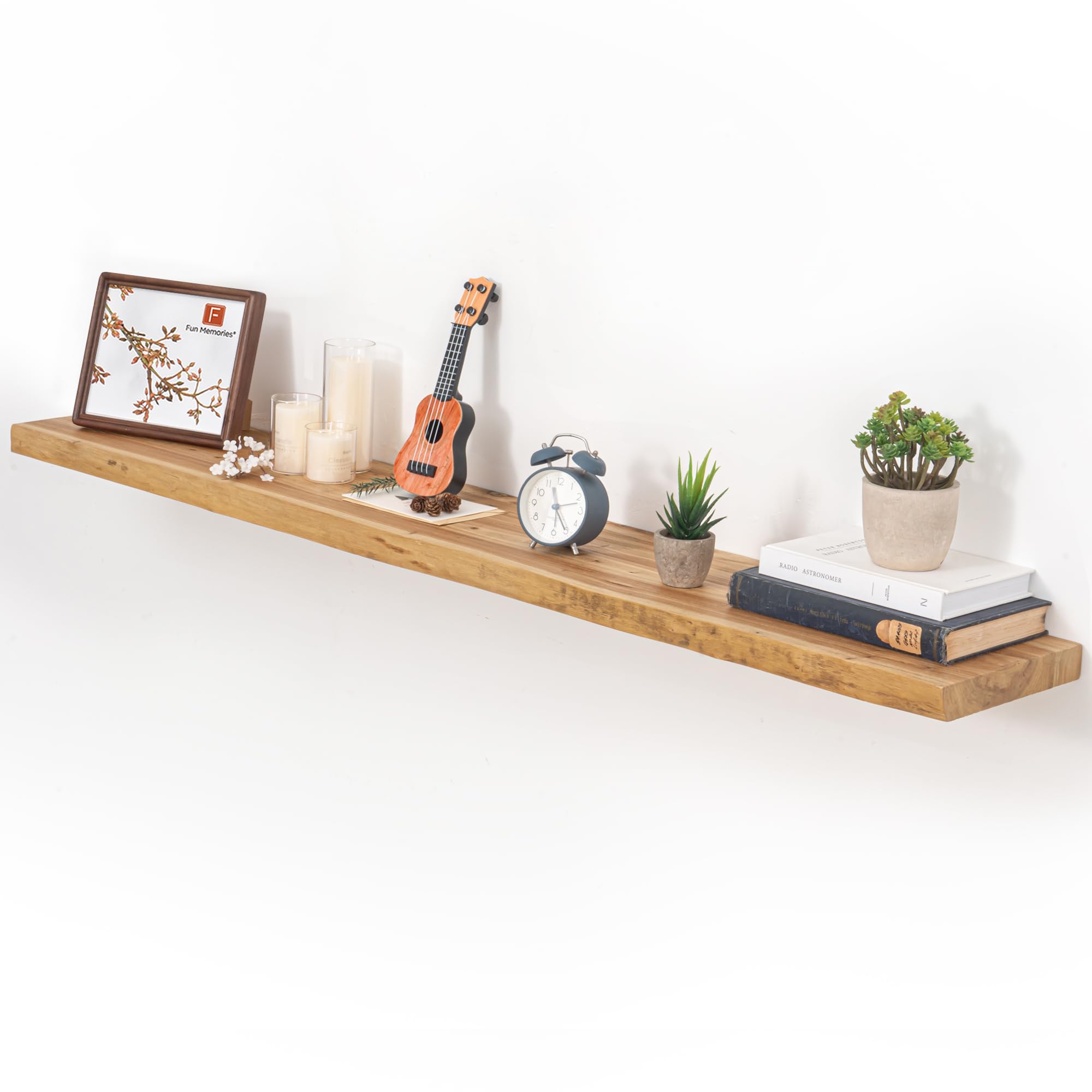 Fun Memories Floating Shelves in a living room setting