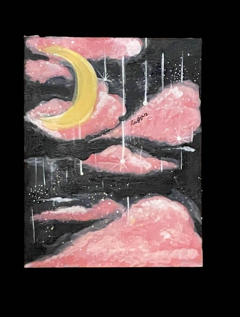Amazon.co.jp: 絵画 アート 現代アート 月 雲 夜空 アクリル画