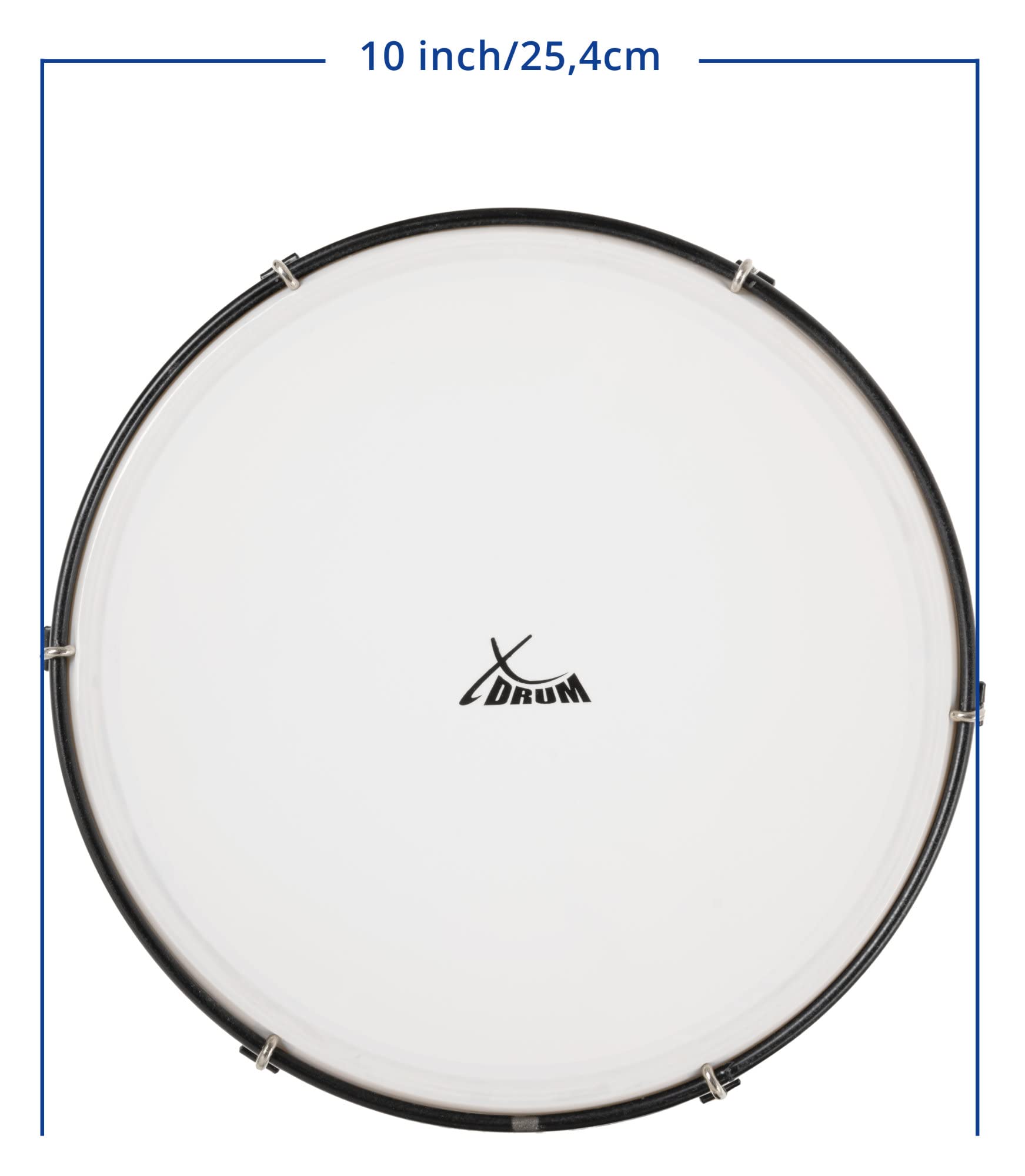XDrum HTM-12K Tambor De Mano Con Baquetas Set De 3, Diámetro: 12" (30 | 5 cm), Piel resistente de poliéster, Marco de madera de arce, 6 tensores para afinar el tambor, Mango ergonómico, 8 cm