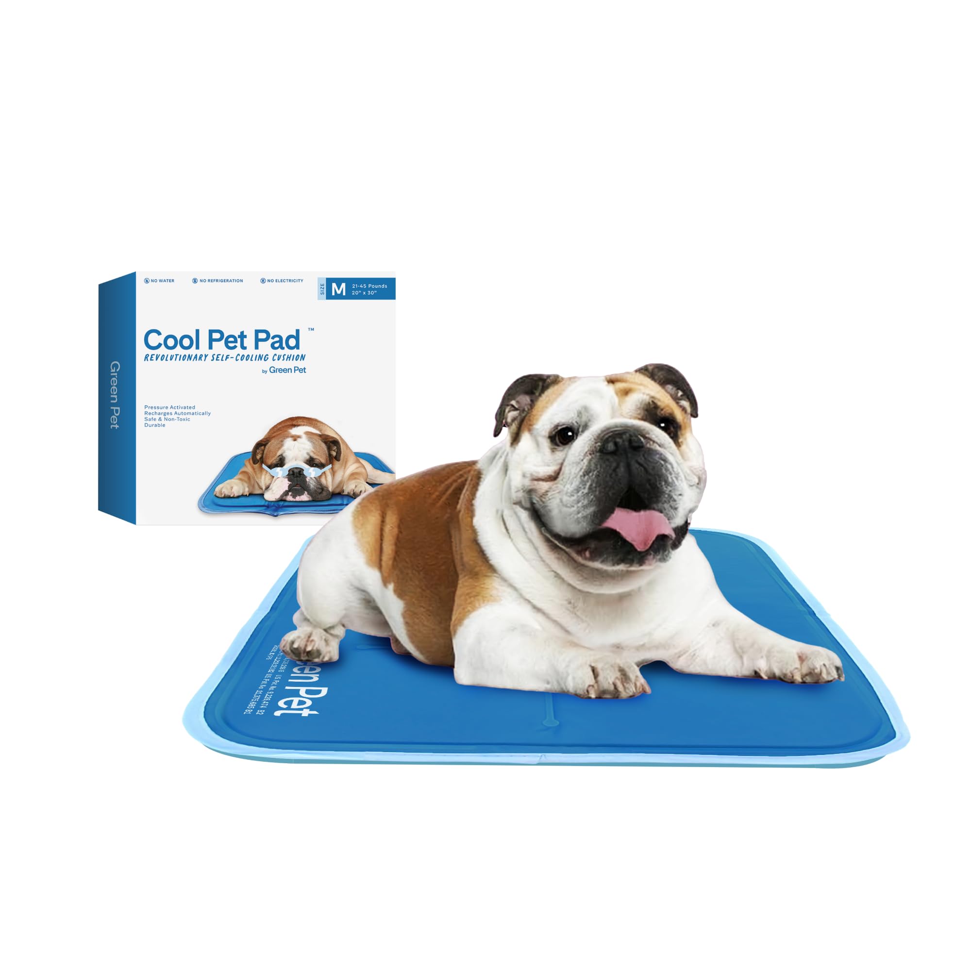 THEGREENPETSHOP Cool Pet Pad Alfombrilla autorefrescante, Mediana, activada por presión para Perros y Gatos de 53-114 cm, Gel no tóxico, no Necesita Agua, Azul
