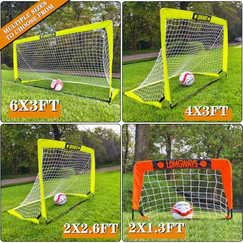 Image of LOMGWAYS Soccer Goal for Kids + Youth with Carry Bag for Practice & Games | Indoor+Outdoor Use| Easy Set Up| Multiple Sizes| Portable|Great for Kids|for all skill levels| Secure Anchoring